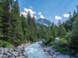 Fototapeta Krajobraz - The  river in mountains of Alps in Tyrol, Bavaria