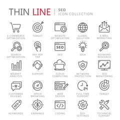 Wall Mural - Collection of seo thin line icons.