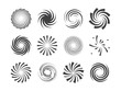 Spiral and swirl motion twisting circles design element set