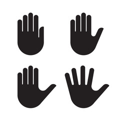 Human hand black silhouette icon set collection