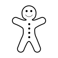 gingerbread man pastry icon image vector illustration design  black and white