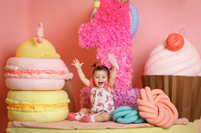 Cute Little Girl Celebrate Her First Birthday