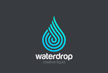 Water drop Logo vector Linear. Blue Droplet lines aqua icon
