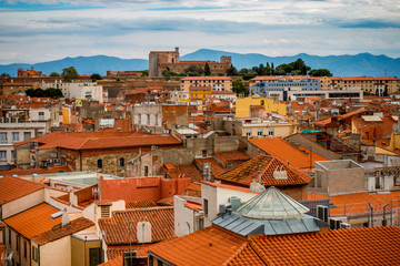 Sticker - Vue sur la ville de Perpignan depuis le haut du Castillet