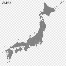  High Quality Map Of Japan With Borders Of The Regions Or Counties