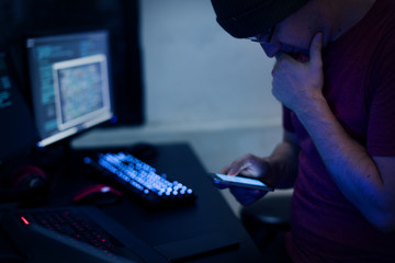 Hacker working on computer