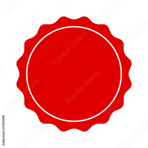 Fotografía Red smooth edged burst, badge, seal or label with line flat vector icon for apps
