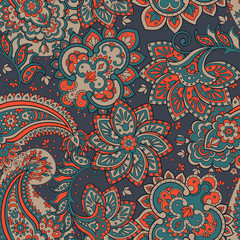 Seamless paisley vintage background. Vector background for textile design