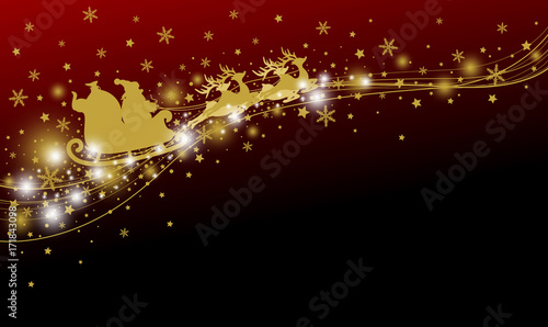 Fototeppich - Vector christmas design of santa claus and reindeer with copy space (von ArtBackground)