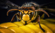 Leinwandbild Motiv Wasp bee head macro close-up