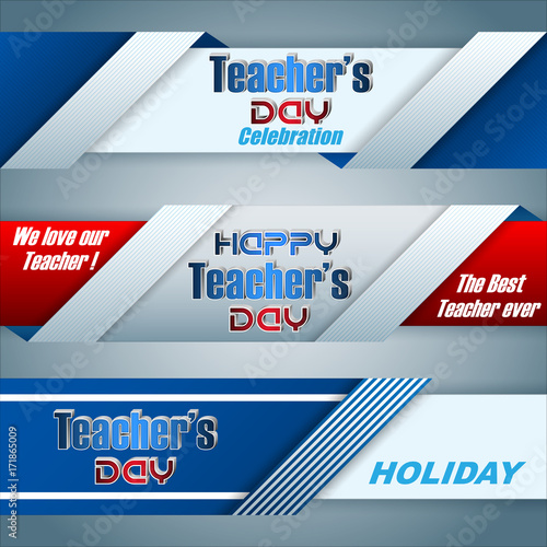 Set Of Web Banners With 3d Texts For Teacher S Day Event