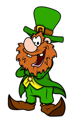 Wall Mural - Laughing Funny Cartoon Leprechaun Character