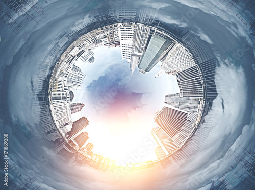 Fotografía Fisheye cityscape panorama