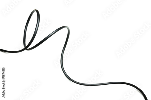 Fotomural black wire cable isolated on a white background abstraction.
