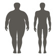 © mashot - Vector illustration of a man before and after weight loss. Male body silhouette. Successful diet and sport concept. Slim and fat boys.