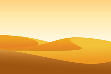 Wall Mural - Desert and sunset sky. Vector illustration of landscape background