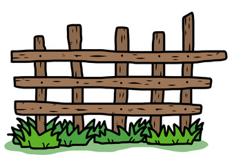 Wall Mural - wooden fence / cartoon vector and illustration, hand drawn style, isolated on white background.