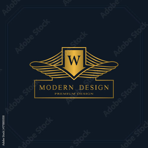 Gold Line Graphics Monogram Elegant Art Logo Design Letter W Graceful Template Business Sign Identity For Restaurant Royalty Boutique Cafe Hotel Heraldic Jewelry Fashion Vector Elements Buy This Stock Vector And
