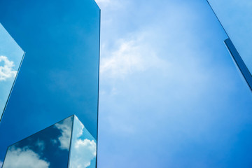 Sky cloud reflection on glass