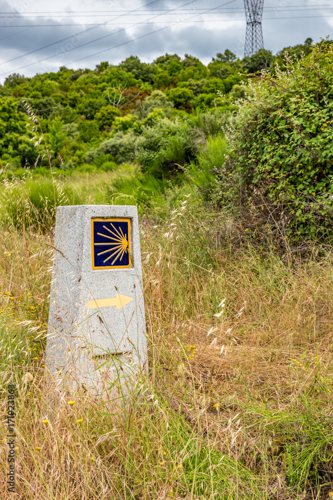 Way of St James, Camino de Santiago, sign shells marks for pilgrims ...
