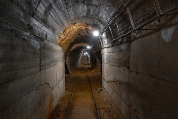 Wall Mural - Underground mine passage angle shot