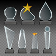 Vector glass transparent trophy and award set