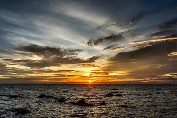 Wall Mural - Sun set sky at the sea.