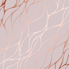 Rose gold. Decorative vector pattern with floral elements