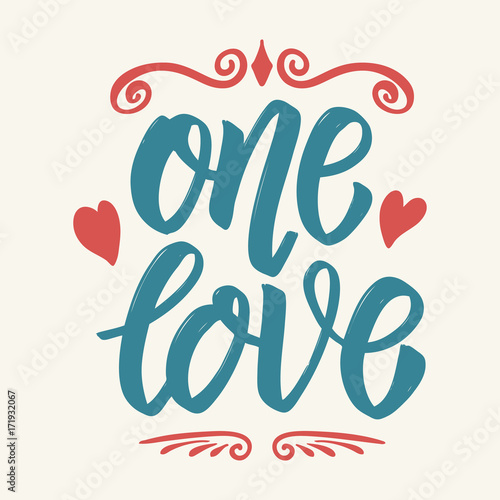 Fotomural Un amor. Dibujado a mano letras aisladas sobre fondo blanco.