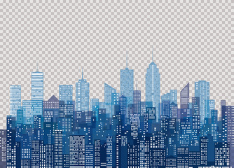 Wall Mural - blue trans cityscape windows