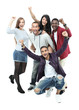 © ASDF - International group of happy smiling men and women having fun ov
