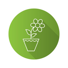 Sticker - Crocus in flowerpot flat linear long shadow icon