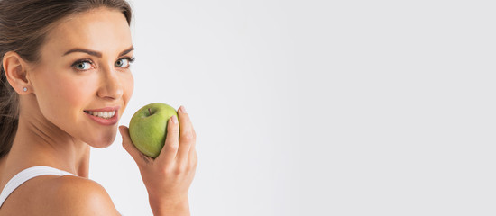 Perfect woman with apple