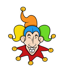 Wall Mural - Foolish Cartoon Happy Jester Face Expression - vector clip-art illustration