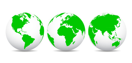 Wall Mural - globes with continents - stock vector