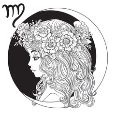 Wall Mural - Virgo, A young beautiful girl In the form of one of the signs of