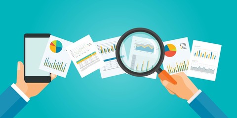 Aufkleber - flat vector banner for analytic finance  graph report and business investment planning concept
