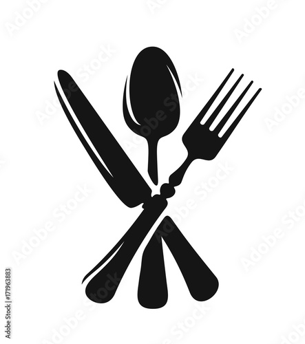 Spoon, fork and knife vector. Poster Mural XXL