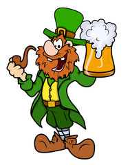 Wall Mural - Laughing Leprechaun with Beer