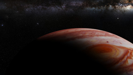 Wall Mural - planet Jupiter and the Milky Way galaxy