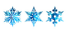 Vector Watercolor Silhouettes Of Snowflakes