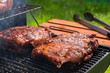 Grilled pork ribs on the grill barbecue