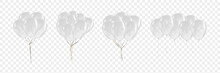 Vector Set Of Realistic Isolated White Balloons For Celebration And Decoration On The Transparent Background. Concept Of Happy Birthday, Anniversary And Wedding.