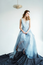 Sweet Bride In An Blue Gown