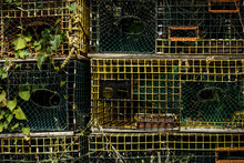 Stacked Lobster Traps In New England