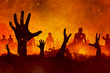 Leinwandbild Motiv Zombies hand silhouette