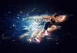 © alphaspirit - Athletic woman fast runner with futuristic effects