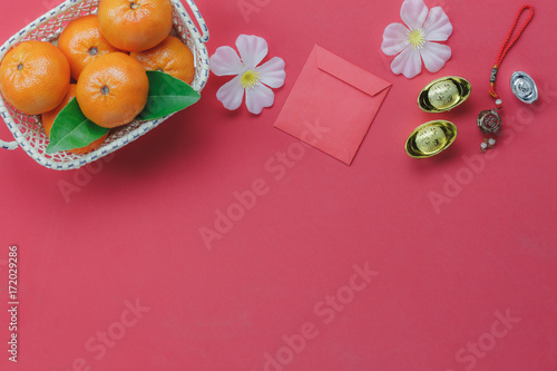 Top View Of Items For Chinese Happy New Year Concept Background