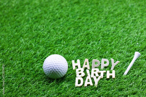 Happy Birthday To Golfer Word On Green Grass With Golf Ball Stock Photo Adobe Stock