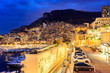City Pier, Jetty In night, Monte Carlo architecture.